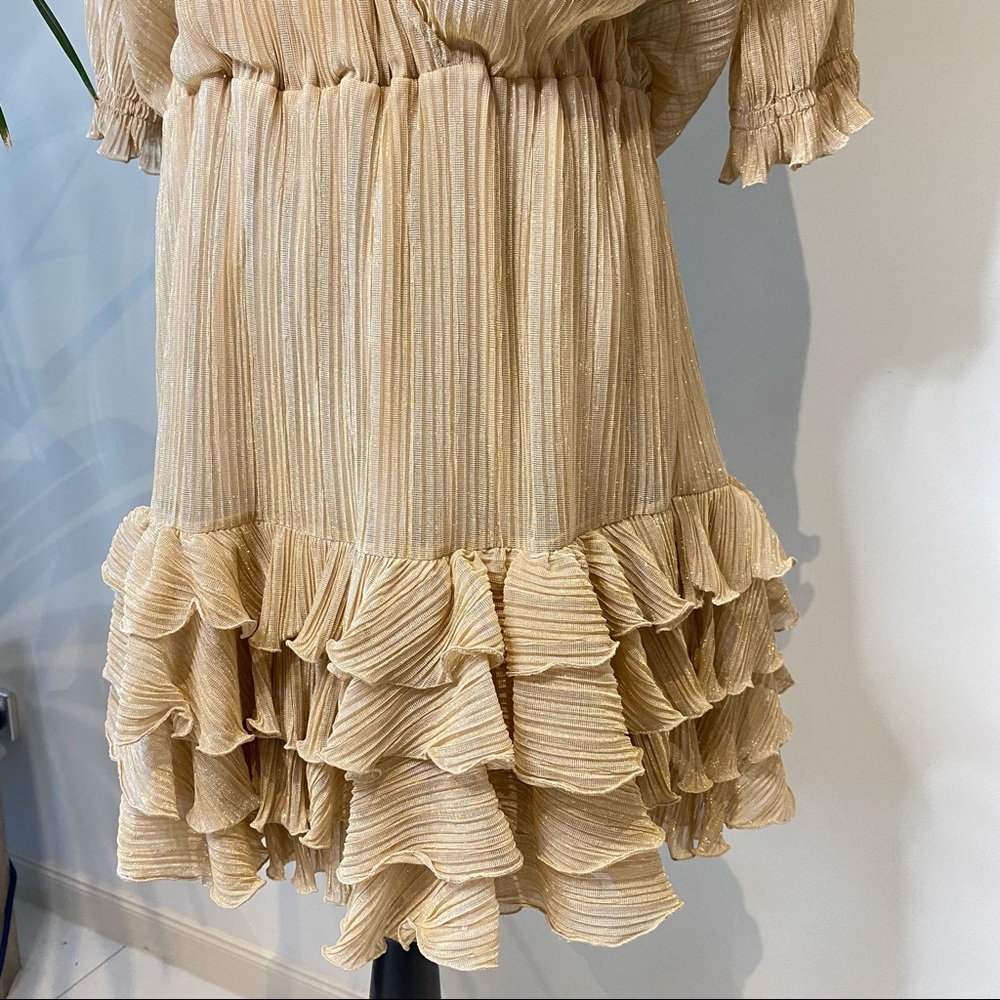 Just Cavalli Gold Ruffle Mini Dress Size 44 - Picture 15 of 17